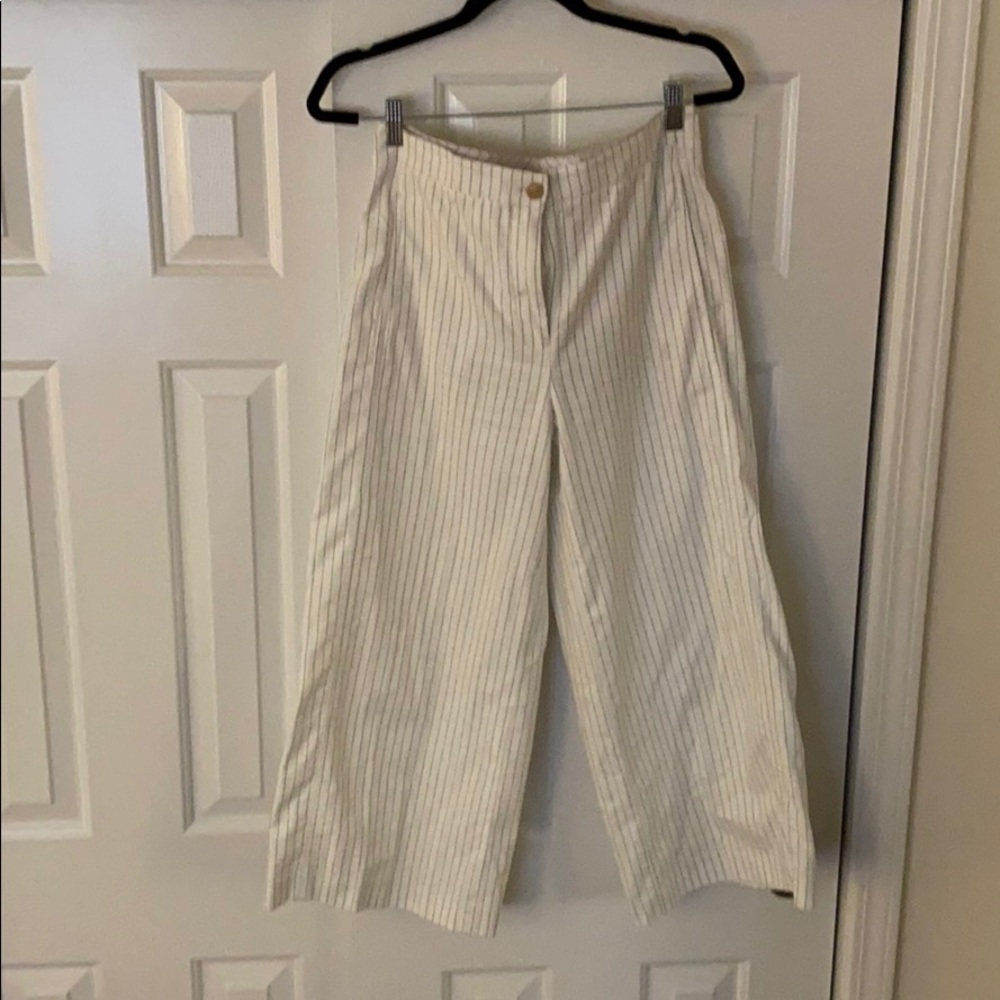 Ann Taylor Black Pinstripe Wide Leg Pants